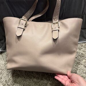 Kate Spade Larchmont Avenue Blush, Light Gray Leather Tote Bag